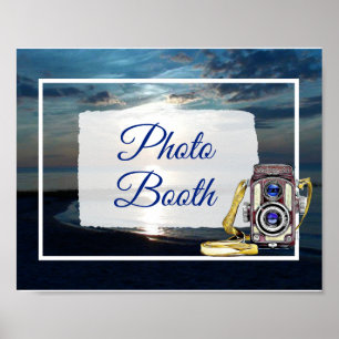 Blauer Ozean Sonnenuntergang Hochzeit Foto Booth S Poster