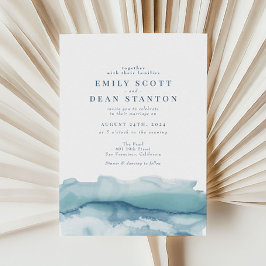 Blauer Ozean Wasserfarbe Einladung Hochzeitsfeiern