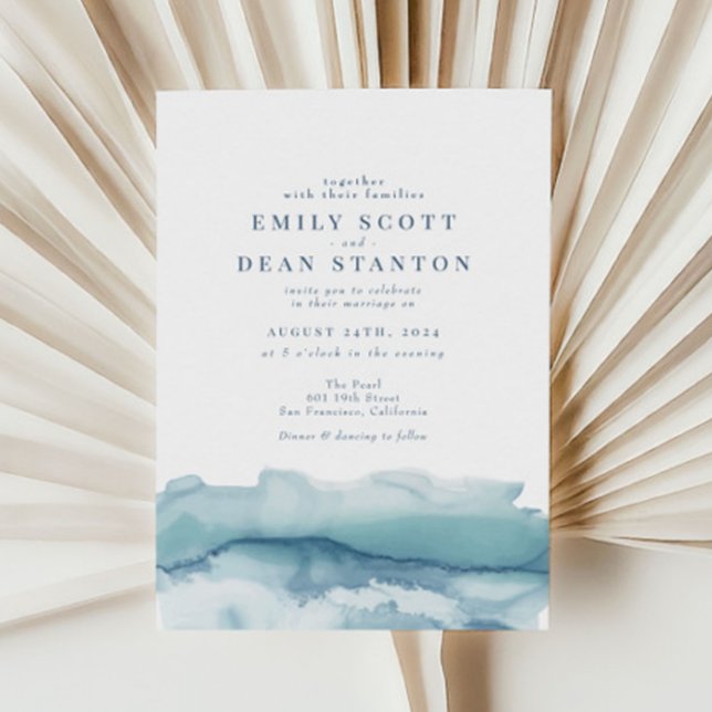 Blauer Ozean Wasserfarbe Einladung Hochzeitsfeiern (Von Creator hochgeladen)