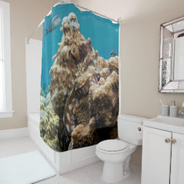 Blauer Ozeanoktopus Korallenduschvorhang Duschvorhang