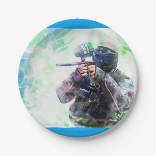 Blauer Paintball Pappteller