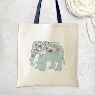 Blauer Paisley-Elefant Boho Chic Tragetasche