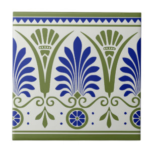 Blauer Palm Deko Border Tile Repro Fliese