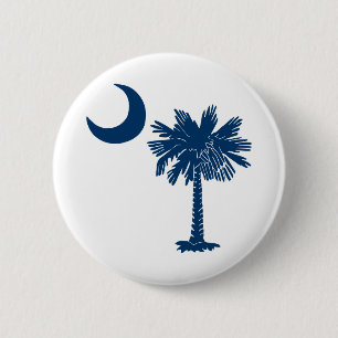 Blauer Palmetto auf weißem Knopf Button