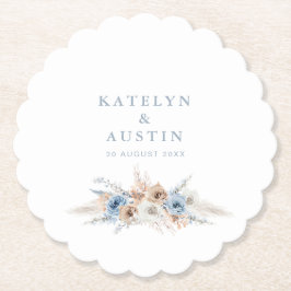 Blauer Pampasgras-Hochzeit Untersetzer