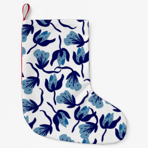 Blauer Pansy Floral: Hand Gezeichnet Nahtlos. Kleiner Weihnachtsstrumpf