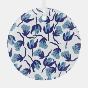 Blauer Pansy Floral: Hand Gezeichnet Nahtlos. Ornament Aus Glas