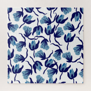 Blauer Pansy Floral: Hand Gezeichnet Nahtlos. Puzzle