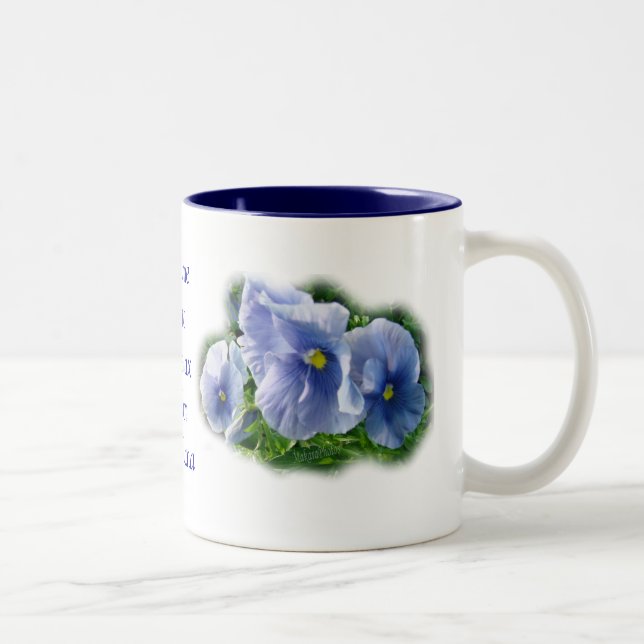 Blauer Pansy Tasse-fertigen besonders an und Zweifarbige Tasse (Rechts)