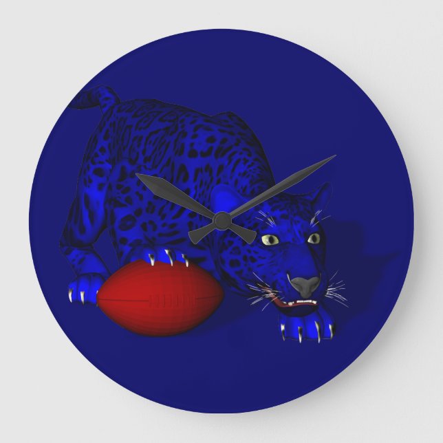 Blauer Panther Große Wanduhr (Vorderseite)