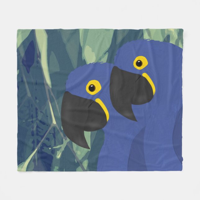Blauer Papagei Fleece-Decke Fleecedecke (Vorderseite (Horizontal))
