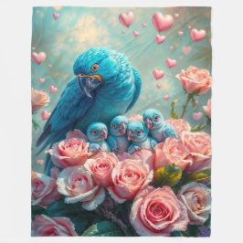 Blauer Papagei und Babys Fleecedecke