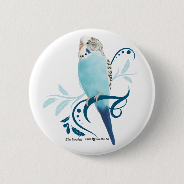 Blauer Parakeet Button (Vorderseite)