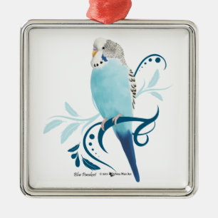 Blauer Parakeet Silbernes Ornament
