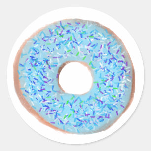 Blauer Pastell-Donut-Illustrationsticker Runder Aufkleber