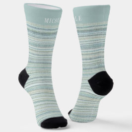 Blauer Pastell Lines Streifen Individuelle Name Socken
