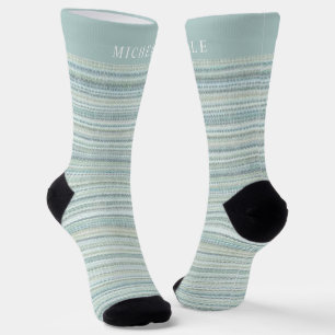 Blauer Pastell Lines Streifen Individuelle Name Socken