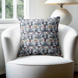 Blauer Patchwork-Hundemuster Kissen