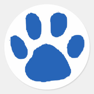 Blauer Pawprint (Paw Print) Design Runder Aufkleber