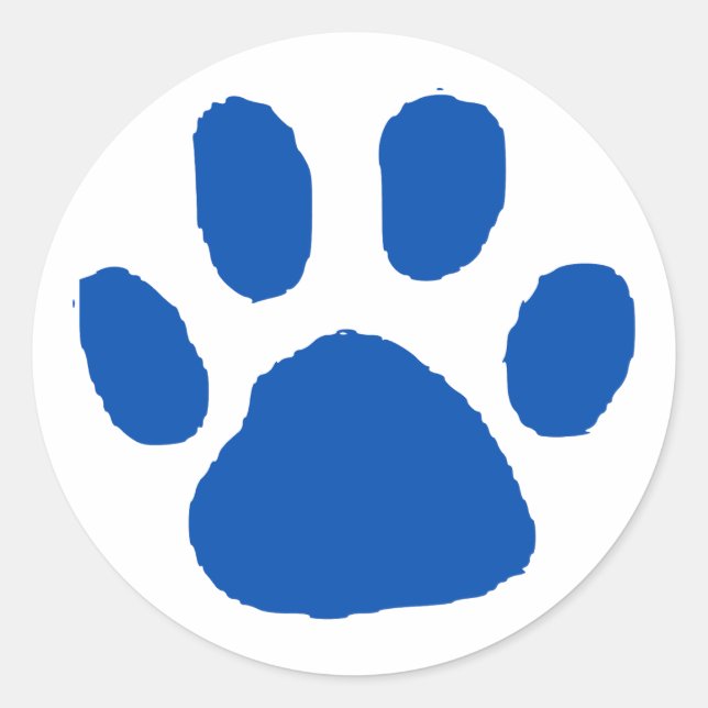 Blauer Pawprint (Paw Print) Design Runder Aufkleber (Vorderseite)