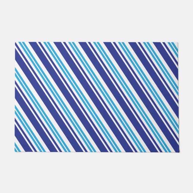Blauer Peppermint Streifen Fußmatte (Vorderseite)