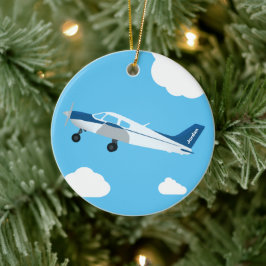Blauer Personalisierter Flugzeugbau Keramik Ornament
