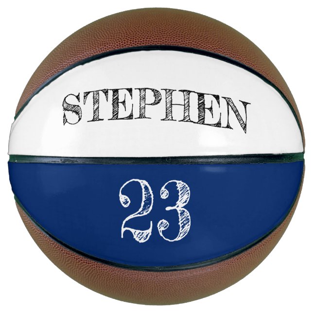 Blauer Personalisierter Name Ball Player Nummer Basketball (Vorderseite)