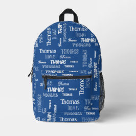 Blauer personalisierter Name Junge Zurück zur Schu Bedruckter Rucksack