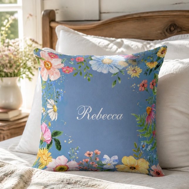 Blauer Personalisierter Throw Kissen (Von Creator hochgeladen)