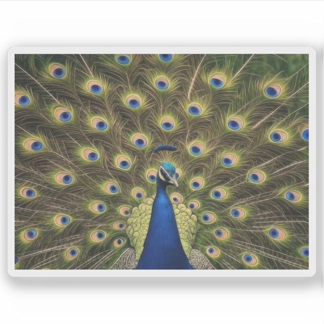 Blauer Pfau Aufkleber (Vorderseite)