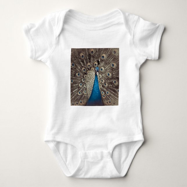 Blauer Pfau Baby Strampler (Vorderseite)
