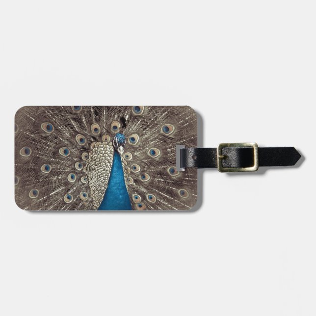 Blauer Pfau Gepäckanhänger (Vorderseite horizontal)