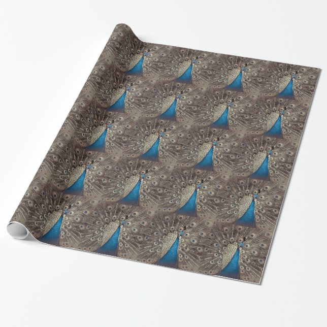 Blauer Pfau Geschenkpapier (Ungerollt)