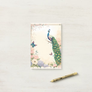 Blauer Pfau im Blumengarten Pasta II Post-it Klebezettel