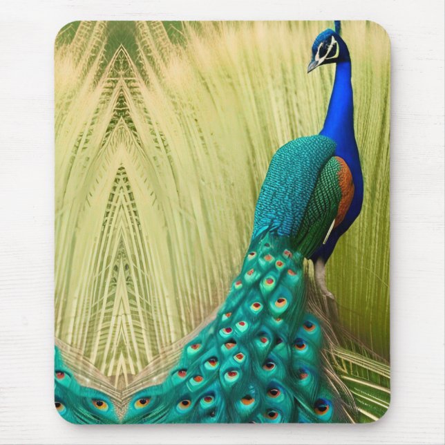 Blauer Pfau im Gras Mousepad (Vorne)