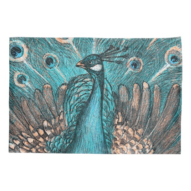 blauer Pfau Kissenbezug (Rückseite)