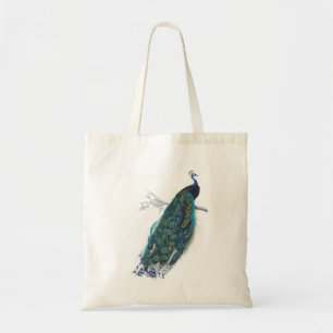 Blauer Pfau mit schönen Schwanzfedern Tragetasche