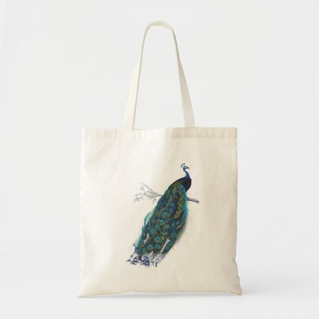 Blauer Pfau mit schönen Schwanzfedern Tragetasche (Vorne)