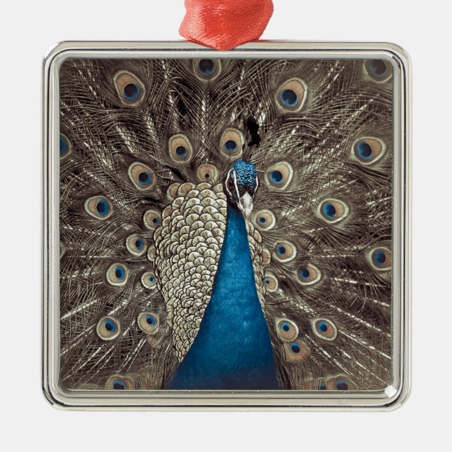 Blauer Pfau Ornament Aus Metall (Vorne)