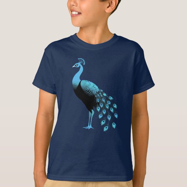 Blauer Pfau T-Shirt (Vorderseite)