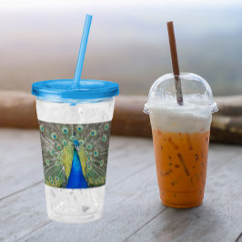 Blauer Pfauenfeder Acryltrinkbecher