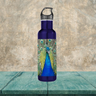Blauer Pfauenfeder Edelstahlflasche
