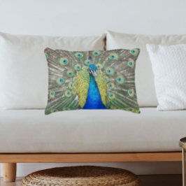 Blauer Pfauenfedermantel Plumage Foto Dekokissen