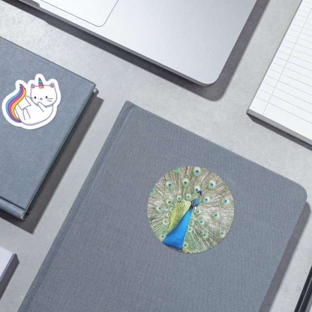 Blauer Pfauenfedermantel Plumage Foto Herz-Aufkleber (In Situ Book)