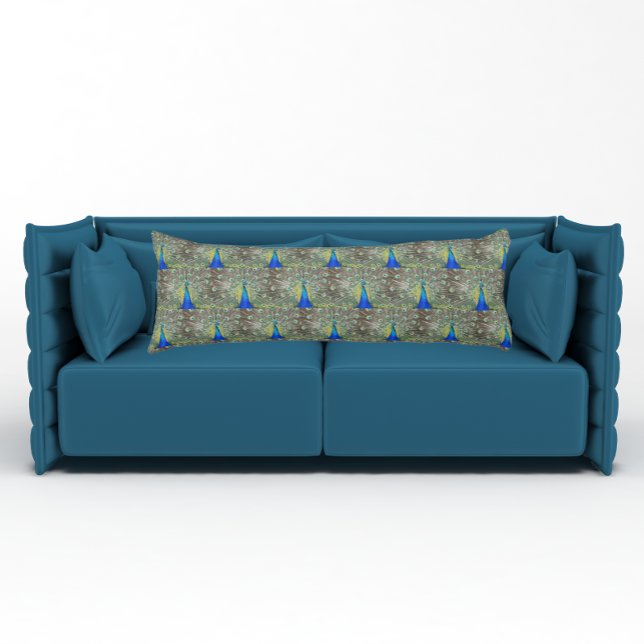 Blauer Pfauenpfropf Foto Muster Kissen (In Situ)