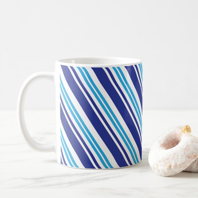 Blauer Pfefferminz-Streifen Kaffeetasse (Mit Donut)