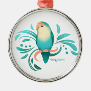 Blauer Pfirsich gegenüber Lovebird Ornament Aus Metall
