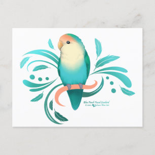 Blauer Pfirsich gegenüber Lovebird Postkarte