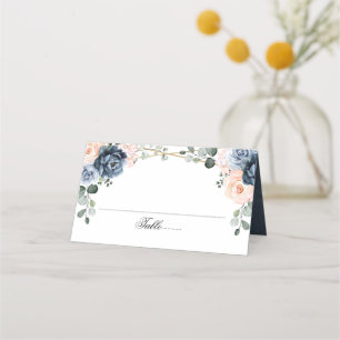 Blauer Pfirsichblutdruck Geometric floral Wedding Platzkarte