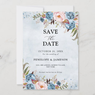 Blauer Pfirsichblüte Botanische Blumenhochzeit Sa Save The Date